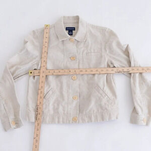 Vintage Ann Taylor Beige  40% Linen 60% Cotton Button Up Ligheightt Jacket XS